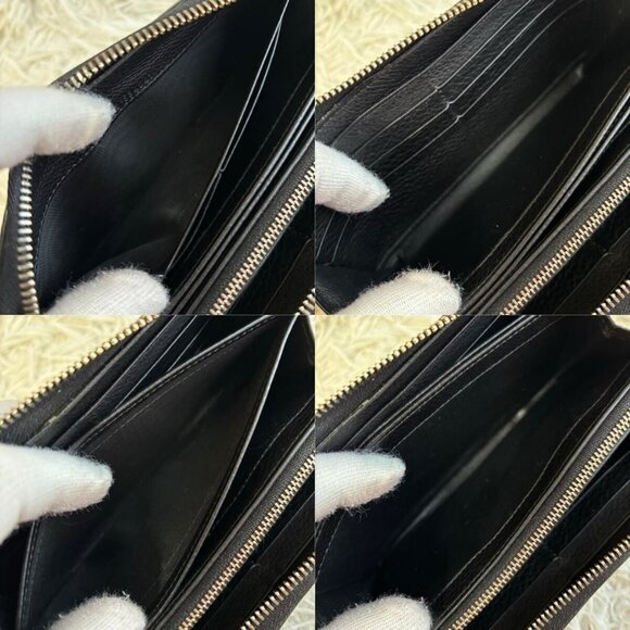 Authentic GUCCI Pebbled Calfskin Soho Zip Around Wallet Black Tassel Zippy - Picture 9 of 11